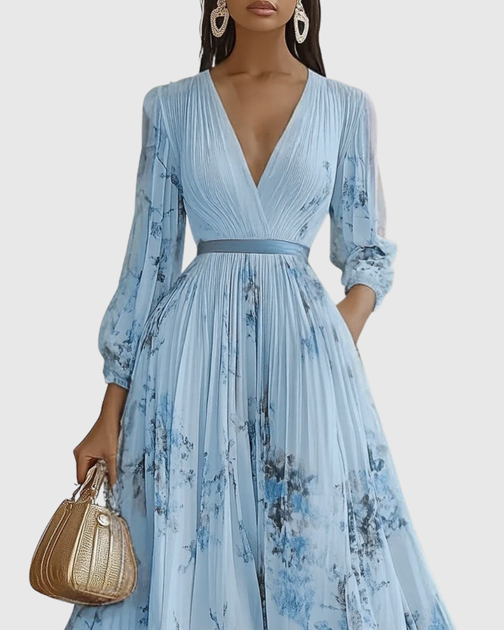 Women's Elegant Pleated Maxi Dress - Graceful & Feminine