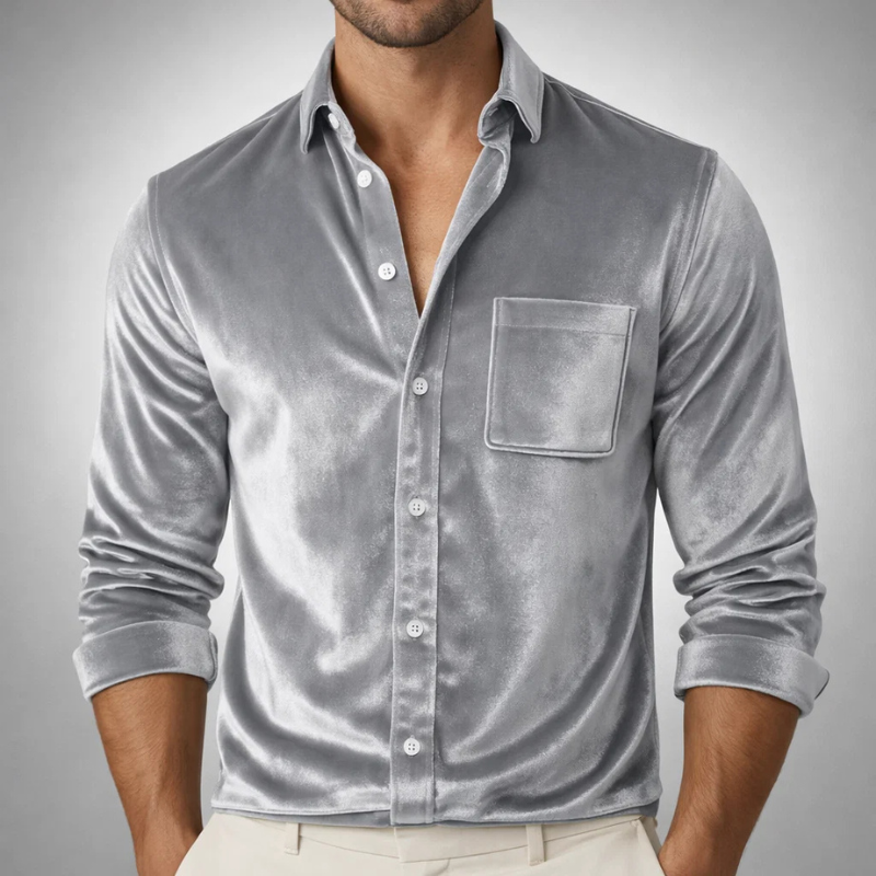 Men's Velvet Shirt – Tailored Smart Evening Occasion Top