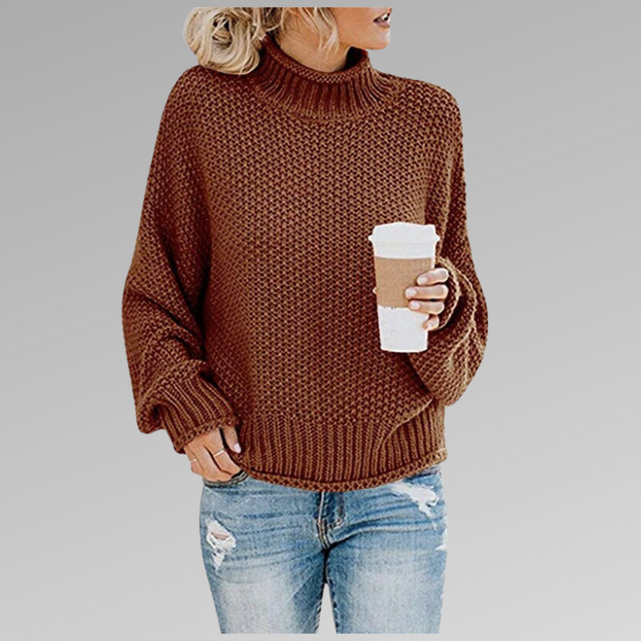 Women's High-Neck Pullover Sweater - Everyday Elegance