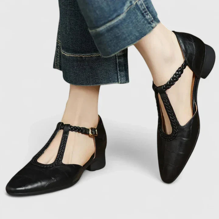 Women's Elegant T-Strap Flats - Vintage Charm with Modern Comfort