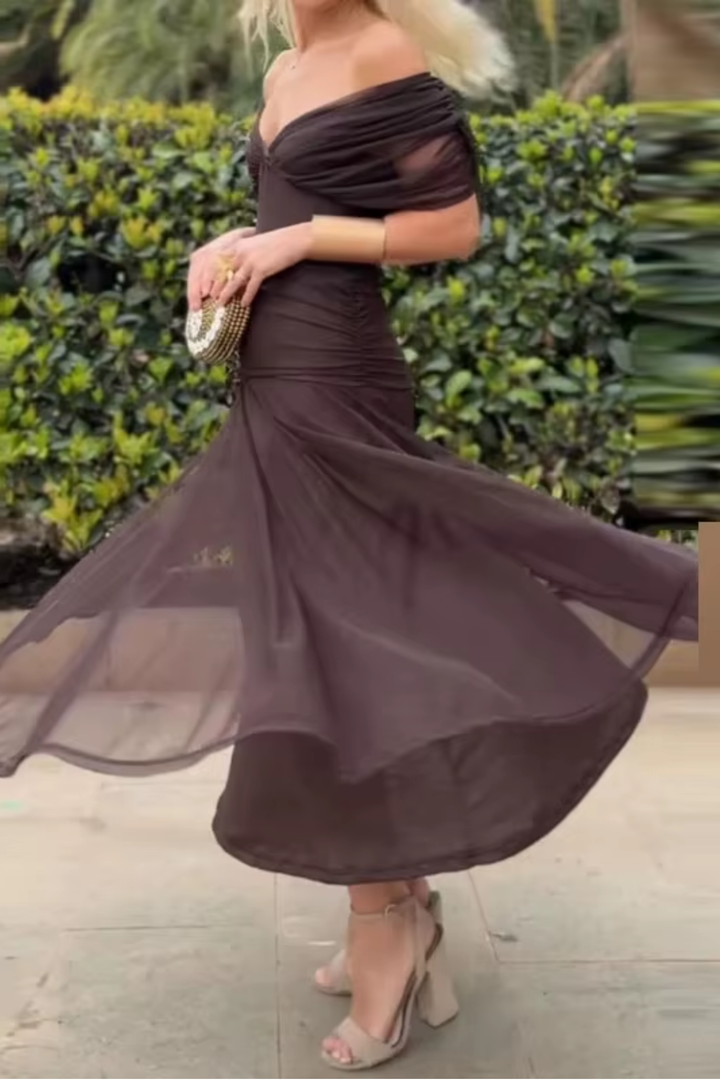 Women's Elegant Maxi Party Dress with V-Neck - Perfect for Evenings