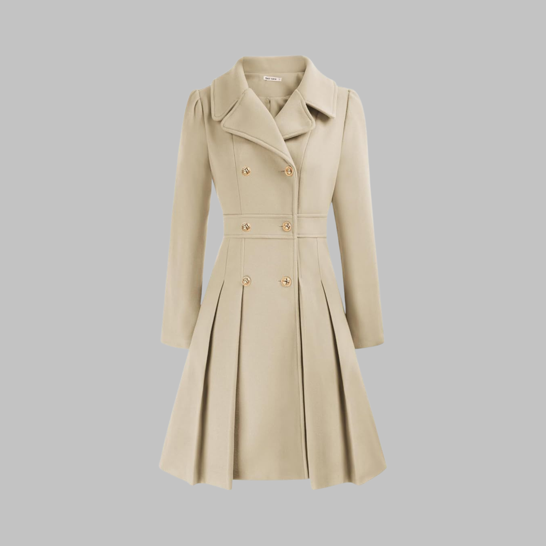 Women's Double Button Long Sleeve Coat - Elegant & Timeless