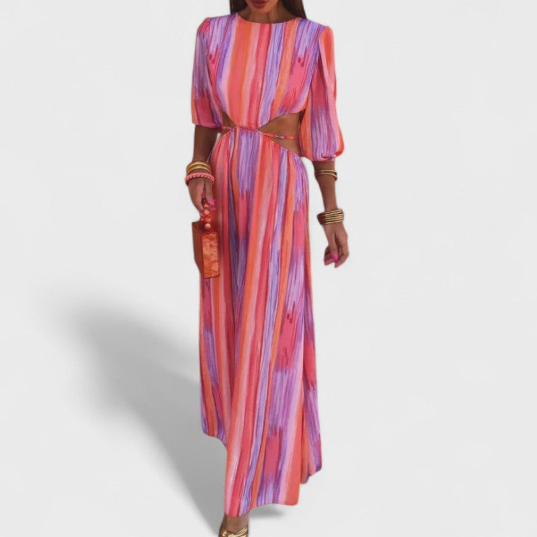 Women's Striped Maxi Dress - Vibrant and Flowing for Warm Weather