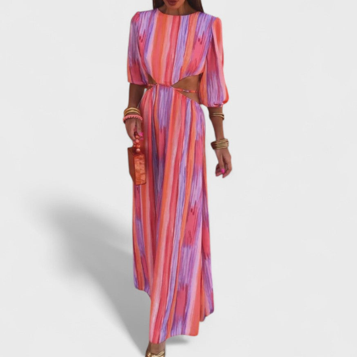 Women's Striped Maxi Dress - Vibrant and Flowing for Warm Weather