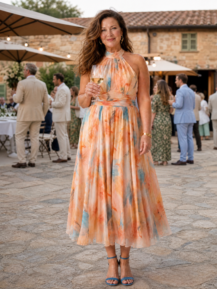 Women's Soft Halter Midi Dress - Everyday Elegance