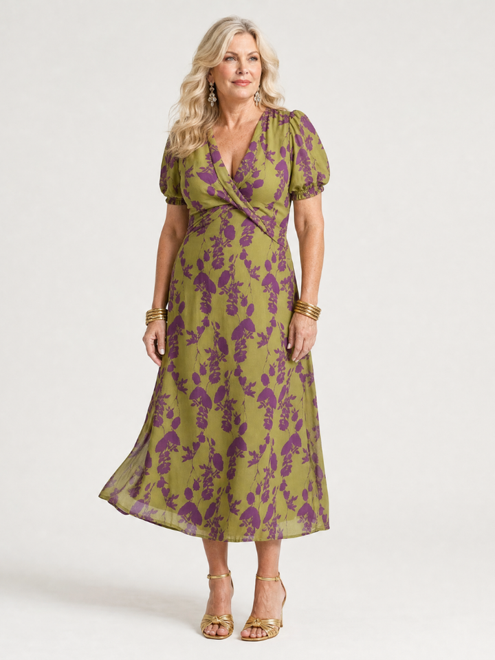 Women's Floral Wrap Midi Dress - Lightweight Everyday Wear