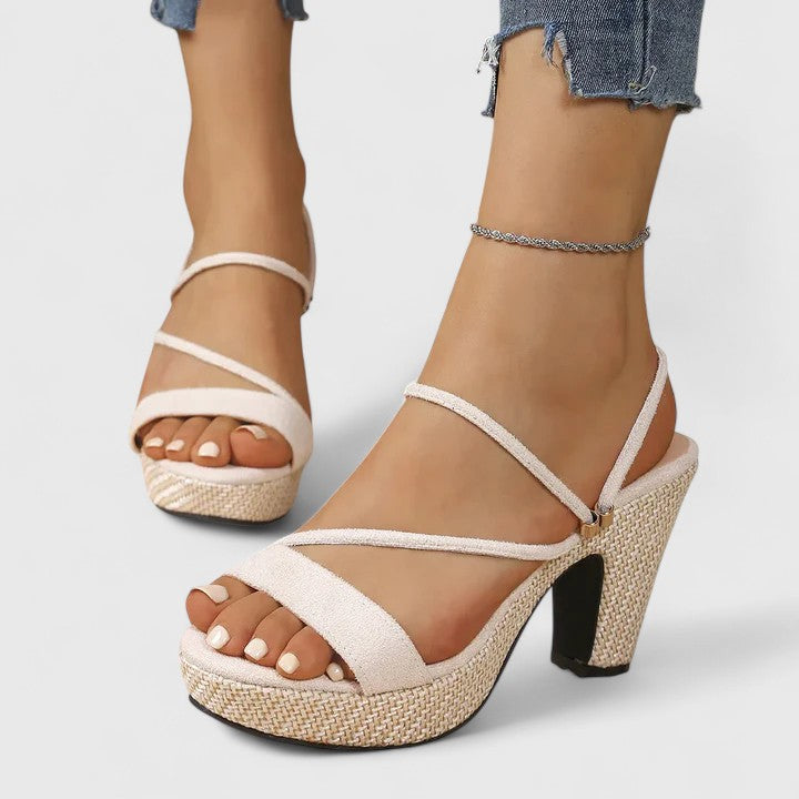Women's Leather Heeled Sandals - Height With Style and Comfort