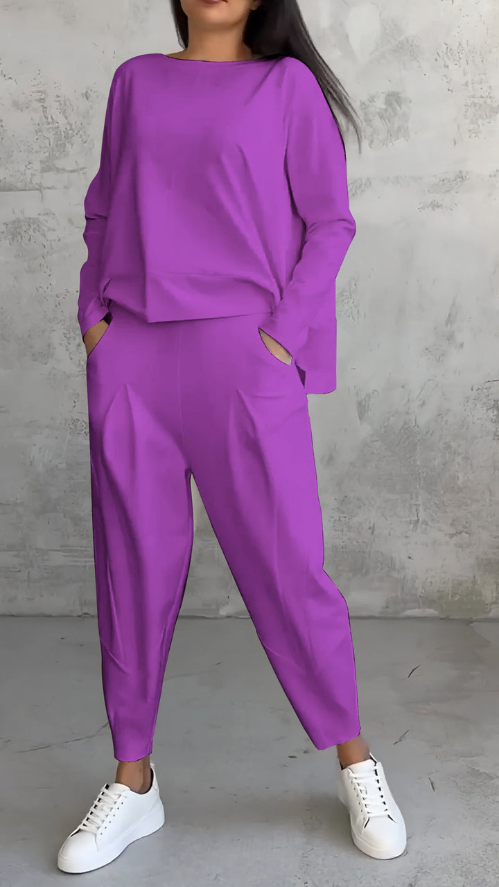 Women's Minimalist Relaxed Two-Piece Set - Effortless Everyday Comfort