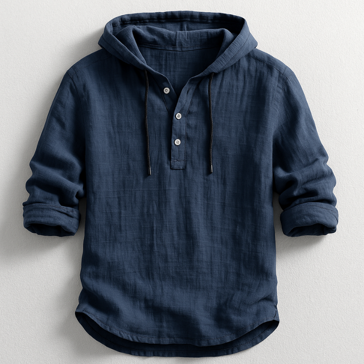 Men's Cotton-Linen Hooded Shirt – Relaxed Warm-Weather Overshirt