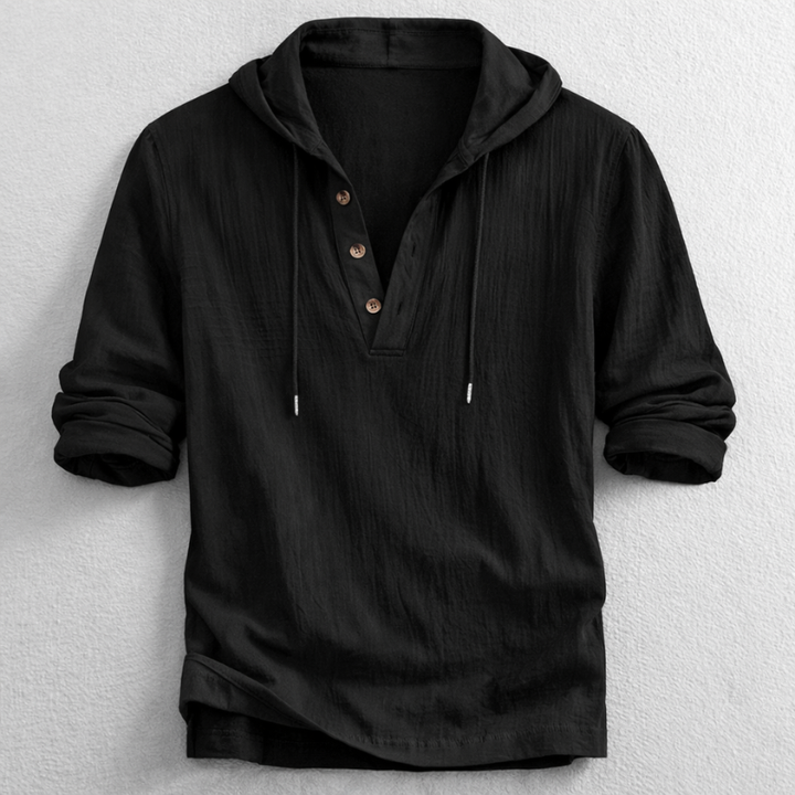 Men's Linen Hooded Henley – Breathable Relaxed Summer Shirt