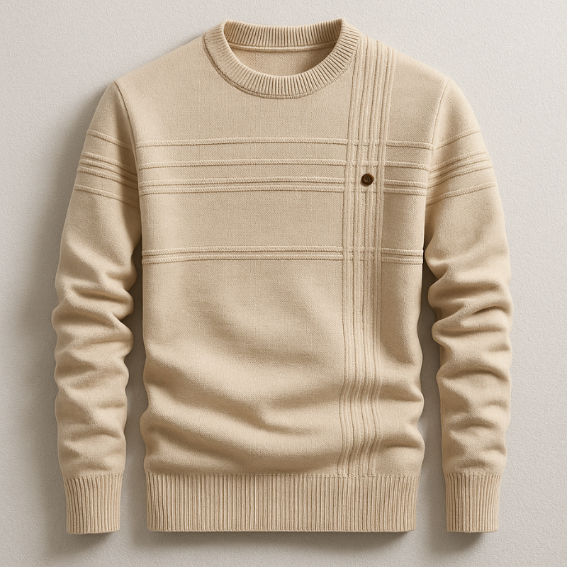 Men's Cotton Crew Neck Jumper – Ribbed Midweight Knit Sweater