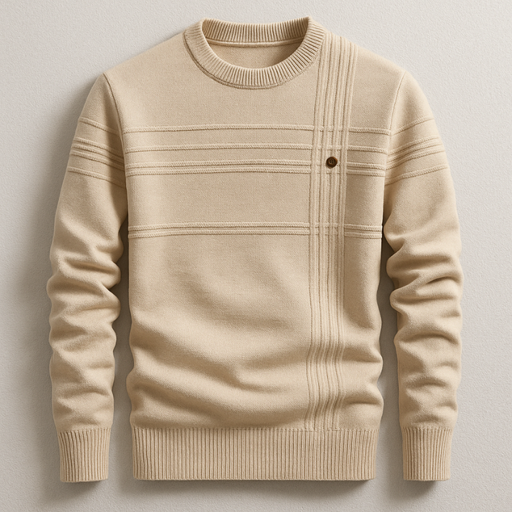 Men's Cotton Crew Neck Jumper – Ribbed Midweight Knit Sweater