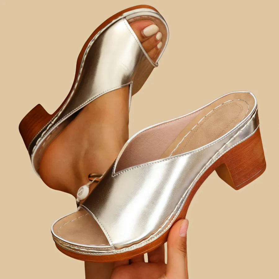 Women's Classic Open-Toe Block Heel Sandals - Everyday Comfort and