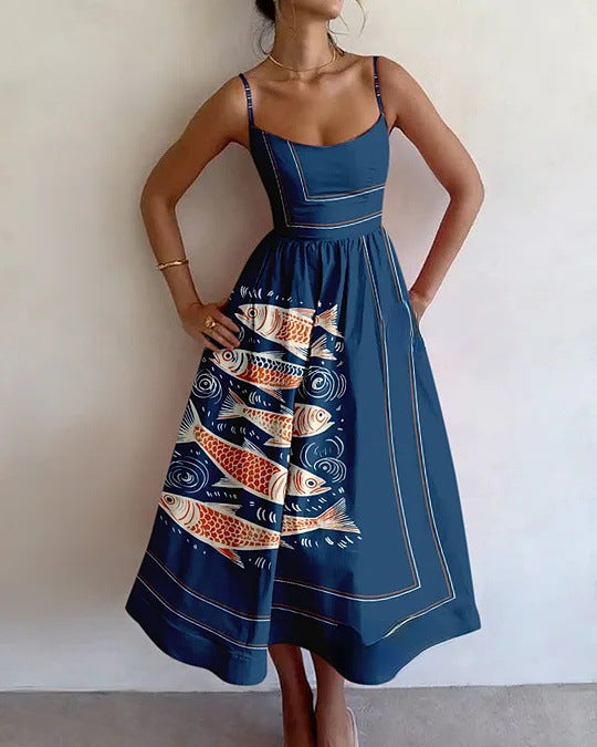 Women's Tinsley Ocean Tide Midi Dress - Flowing & Elegant