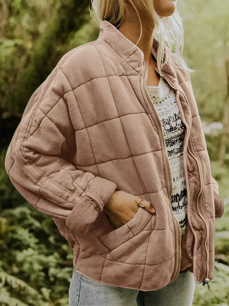 Women's Quilted Zip-Up Jacket - Cozy & Lightweight Layer