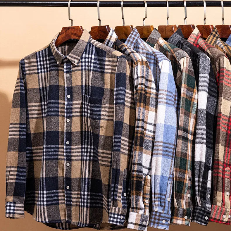 Men's Brushed Cotton Flannel Shirt – Casual Overshirt