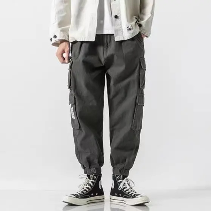 Men's Heavyweight Cotton Cargo Joggers – Tapered Utility Trousers