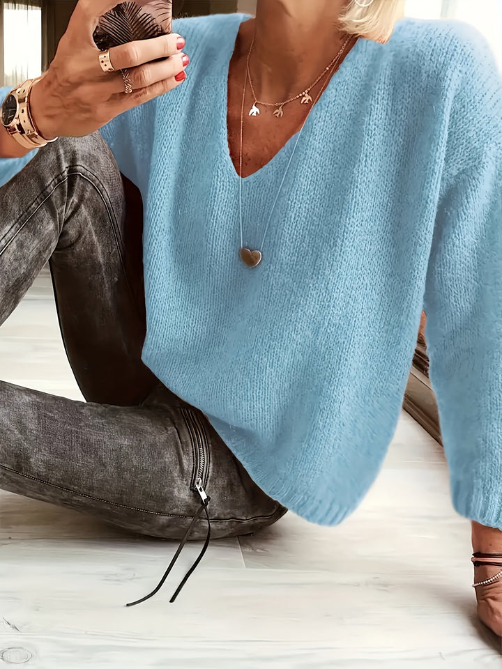 Women's Plush V-Neck Sweater - Cozy Everyday Comfort