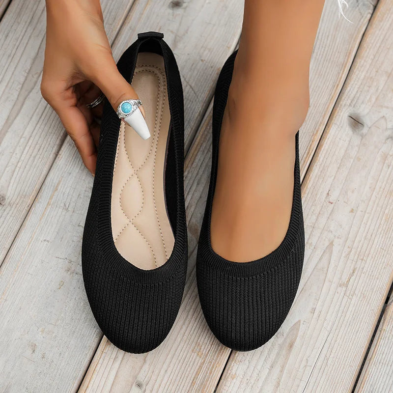 Women's Comfy Knit Ballet Flats - Everyday Elegance