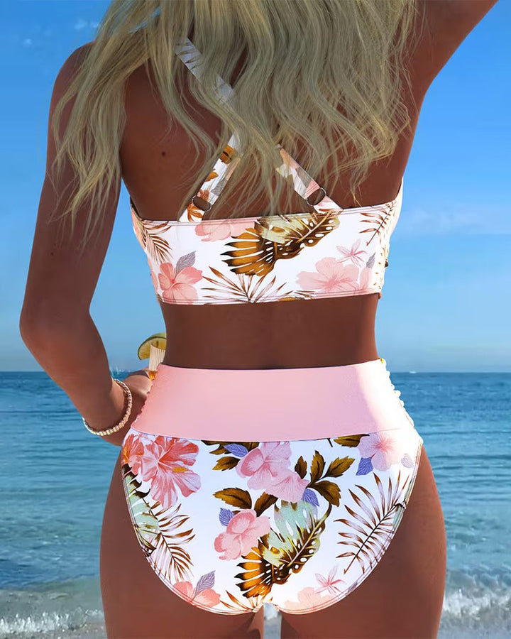 Women's Floral Print Bikini Set - Delicate Feminine Charm