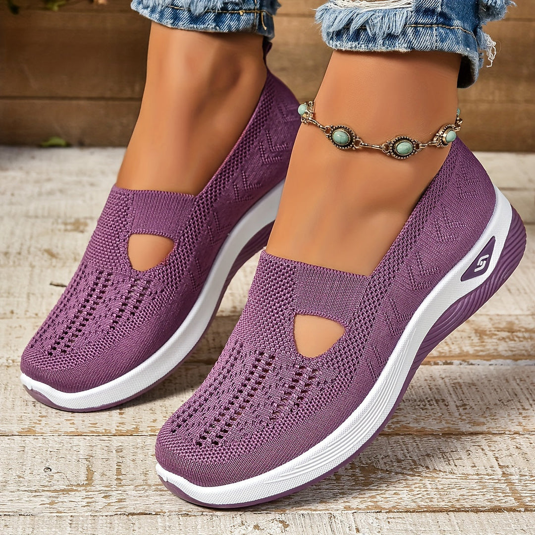 Women's Breathable Knit Slip-On Sneakers - Effortless Daily Comfort