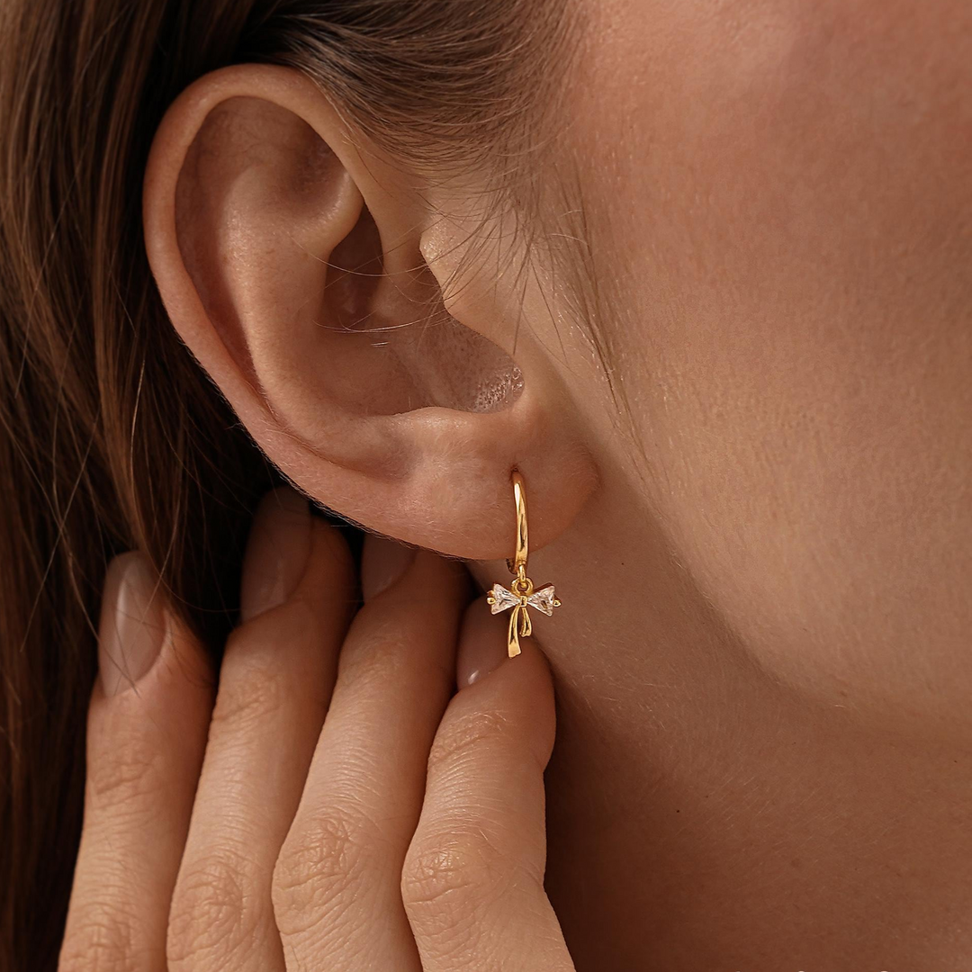 Ribbon Bow Huggie Earrings - Regal Collective