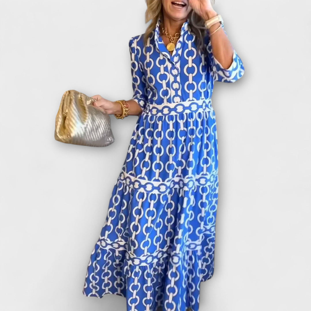 Women's Chain Print Midi Dress – Effortless Elegance