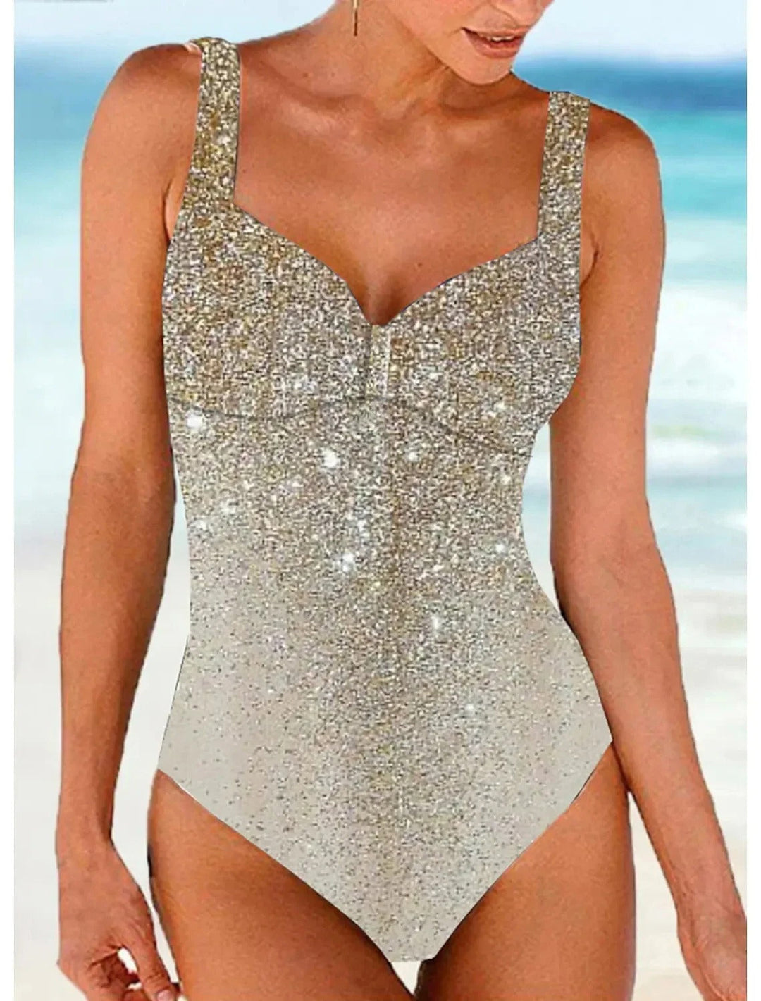 Women's Sequin Printed Swimsuit - Perfect for Beach Days