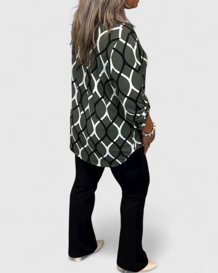 Women's Geometric Print Blouse - Effortless Style for Any Occasion