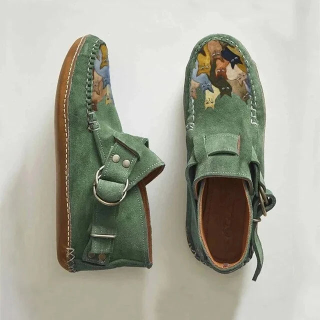 Women's Hand-Painted Suede Casual Shoes - Artistic Everyday Comfort
