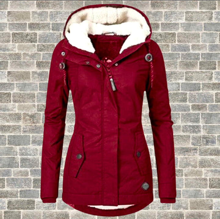 Women's Plush Lined Hooded Winter Jacket - Everyday Warmth