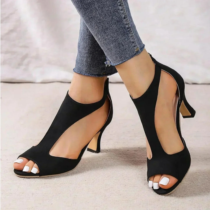 Women's Chic Back Zipper Stiletto Sandals - Elegant Evening Style