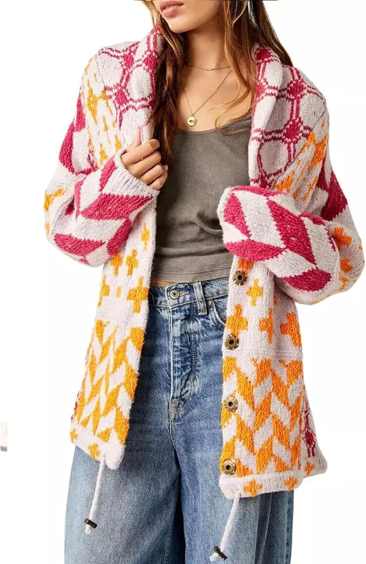 Women's Geometric Cardigan - Effortless Layering for Cool Days