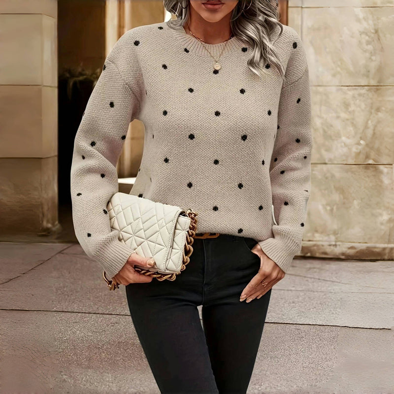 Women's Cozy Polka Knit Sweater – Playful & Everyday Comfort