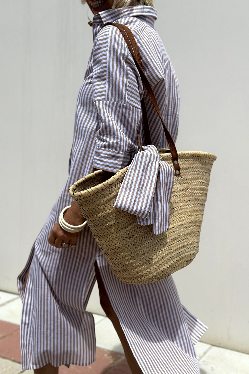 Women's Striped Shirt Dress - Timeless Comfort for Summer Days