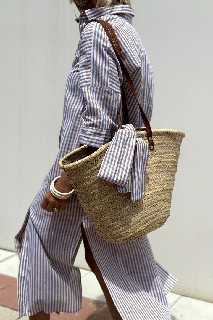 Women's Striped Shirt Dress - Timeless Comfort for Summer Days