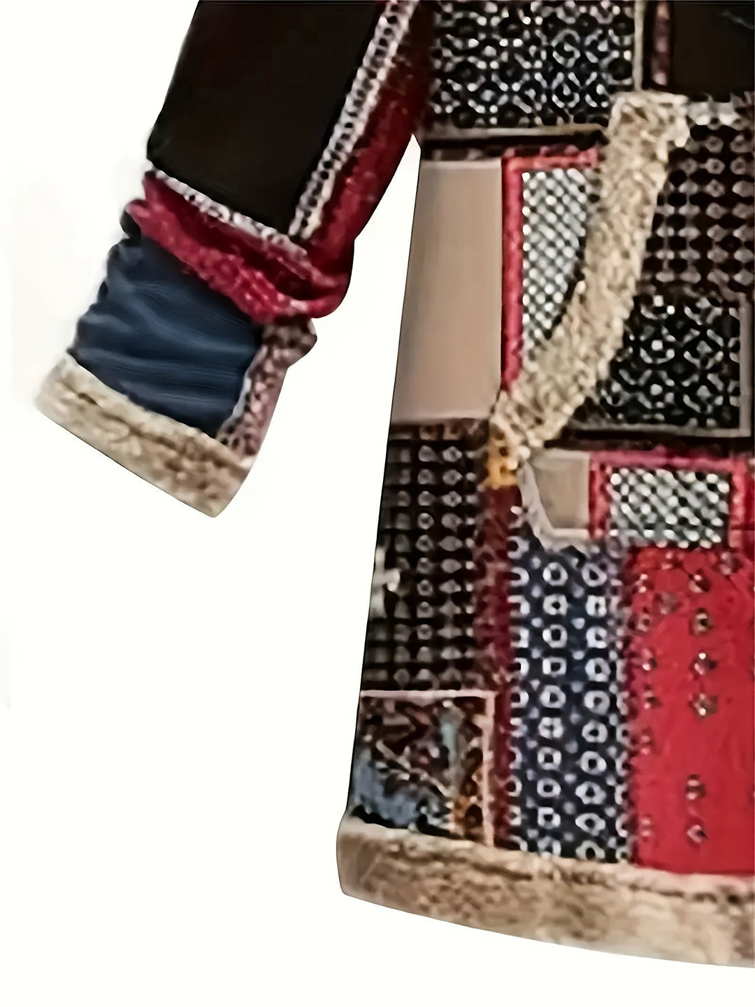 Women's Cozy Patchwork Hooded Coat - Artistic Warmth & Style