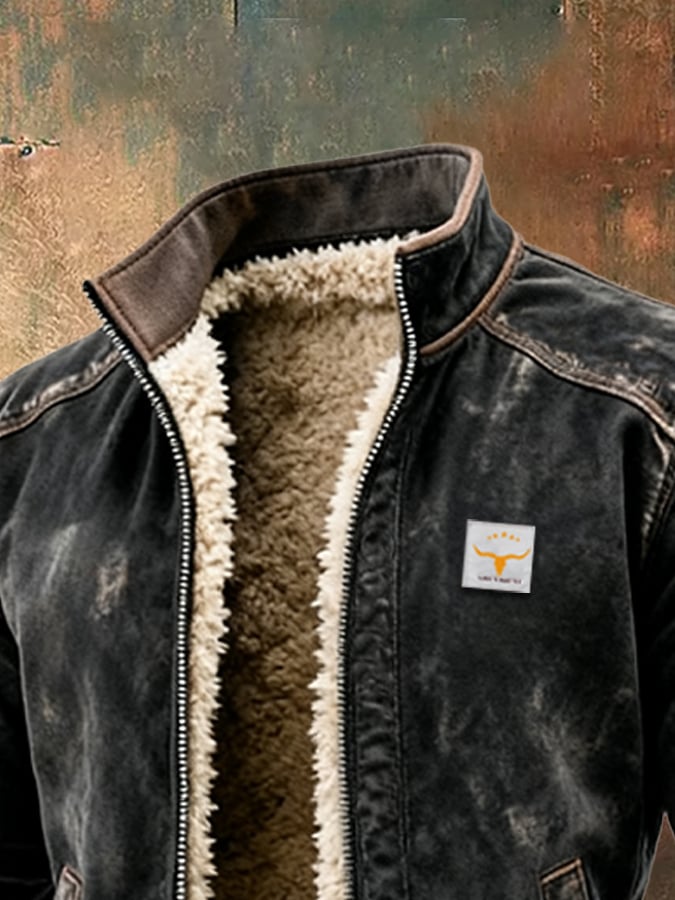 Men's Sherpa-Lined Bomber Jacket – Warm Leather-Effect Winter Coat