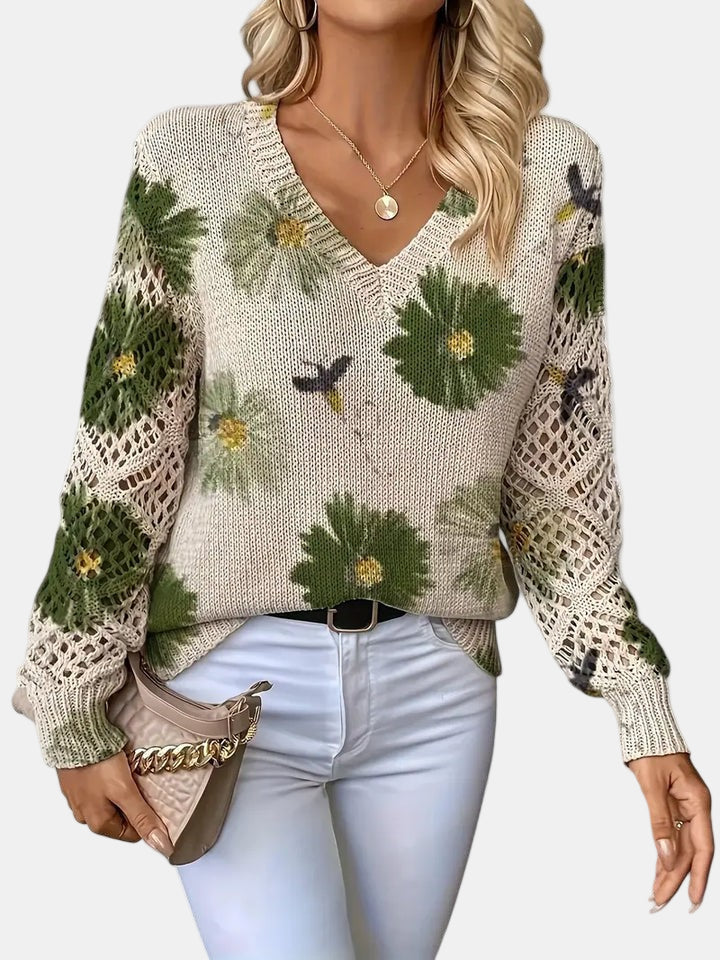 Women's Blooming Chic Knit Sweater - Effortless Everyday Elegance
