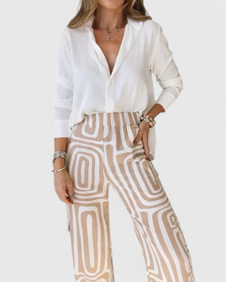 Women's Elegant Two-Piece Set - Chic, Versatile Ensemble with Belt