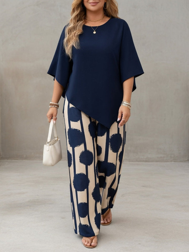 Women's 2-Piece Set - Blouse & Wide-Leg Pants, Effortless Elegance