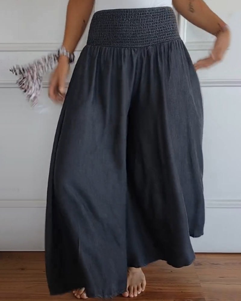 Women's Polyester Wide-Leg Trousers - Comfy & Breezy