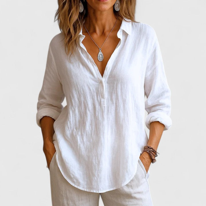 Women's Linen Blouse - Effortless Everyday Elegance