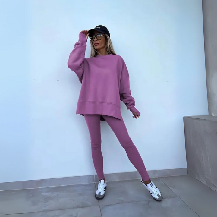 Women's Oversized Sweatshirt & Leggings Set - Cozy Lounging Essential