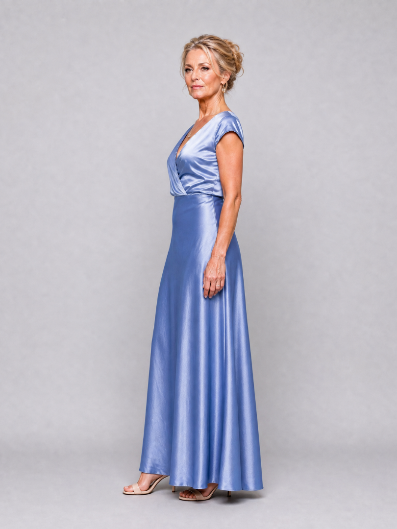 Women's Cap Sleeve Wrap Bodice Maxi Dress - Evening Special