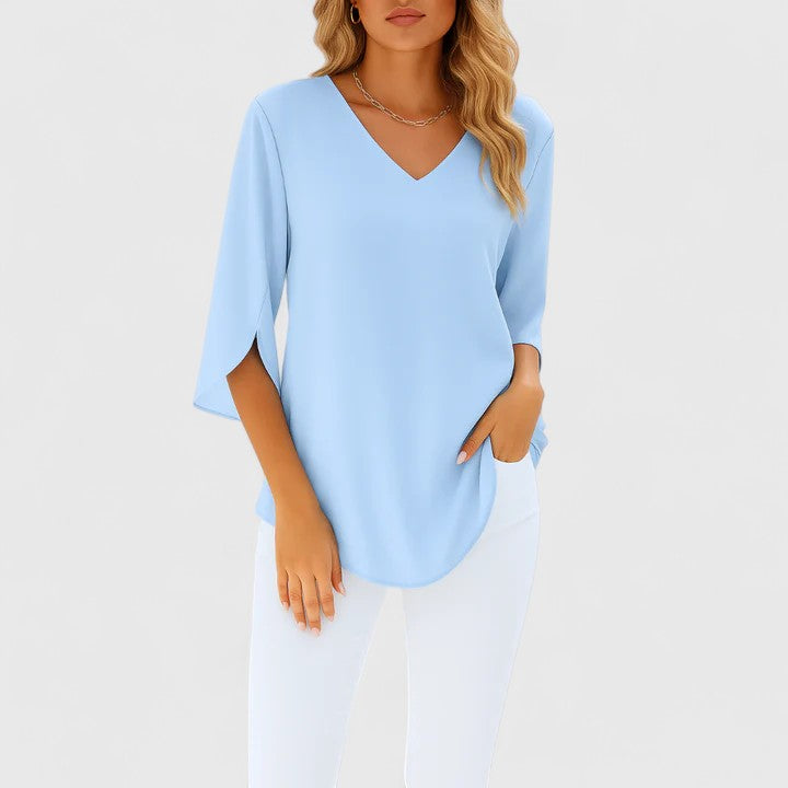 Women's Elegant Blouse with Split Sleeves - Versatile Wardrobe Staple
