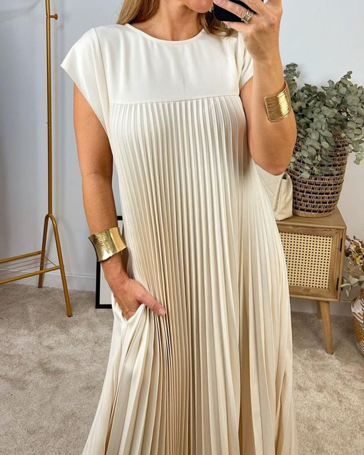 Women's Pleated Sleeveless Maxi Dress - Timeless Comfort