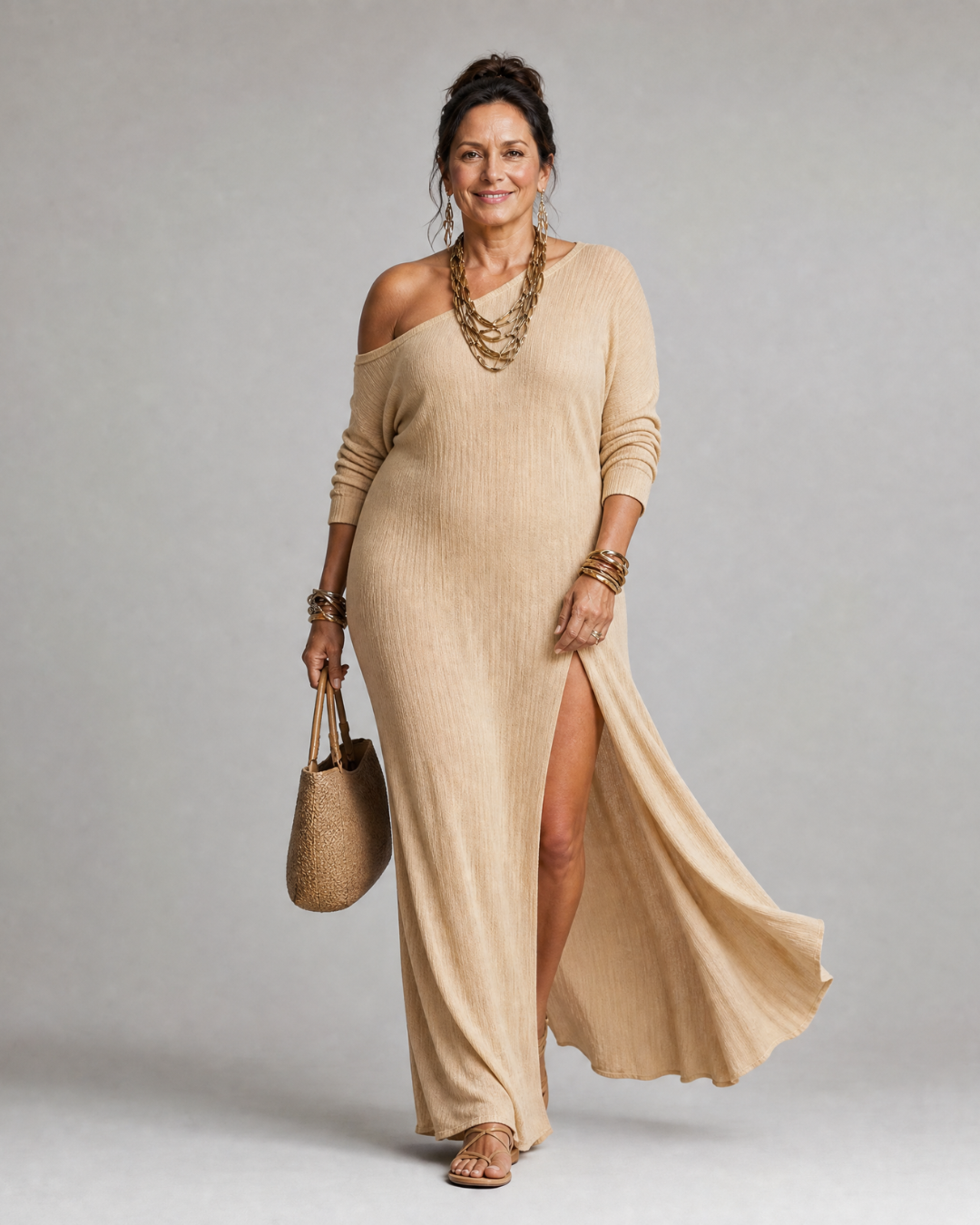 Women's One Shoulder Flowing Midi Dress - Warm Days & Evenings