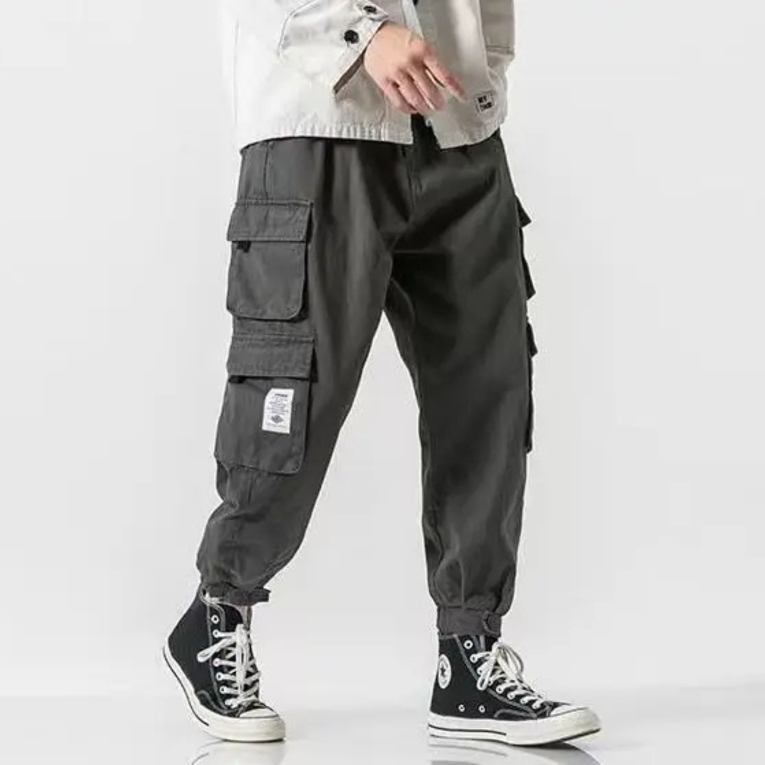 Men's Heavyweight Cotton Cargo Joggers – Tapered Utility Trousers
