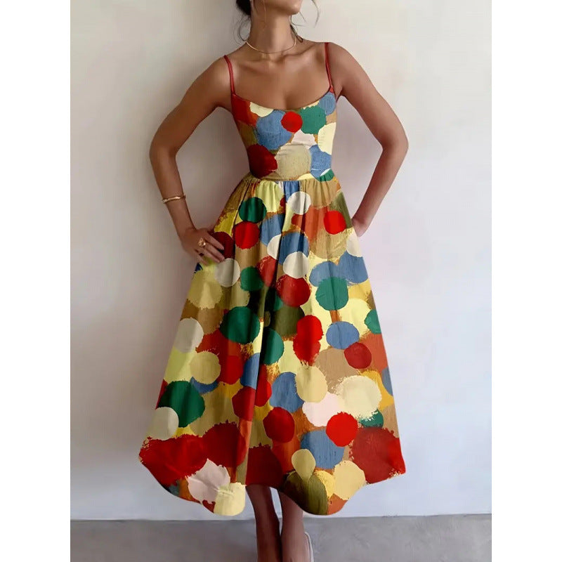 Women's Painted Joy Midi Dress - Artistic Flair for Any Occasion